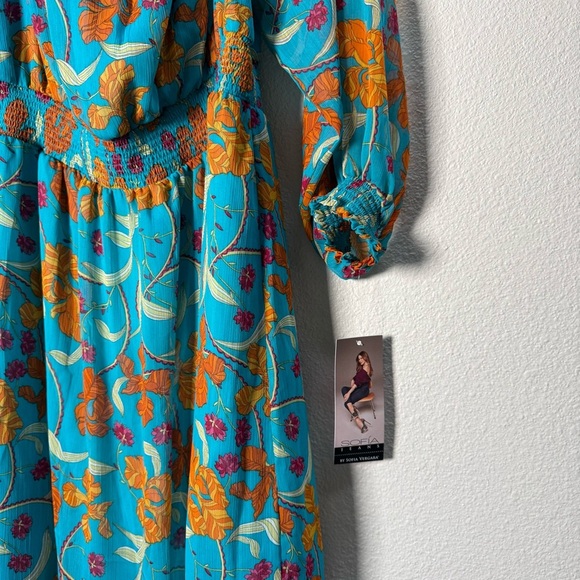 NWT Sofía Vergara Blue Caneel Bay Floral Off-Shoulder Maxi Dress Women’s Size XL - Picture 2 of 14